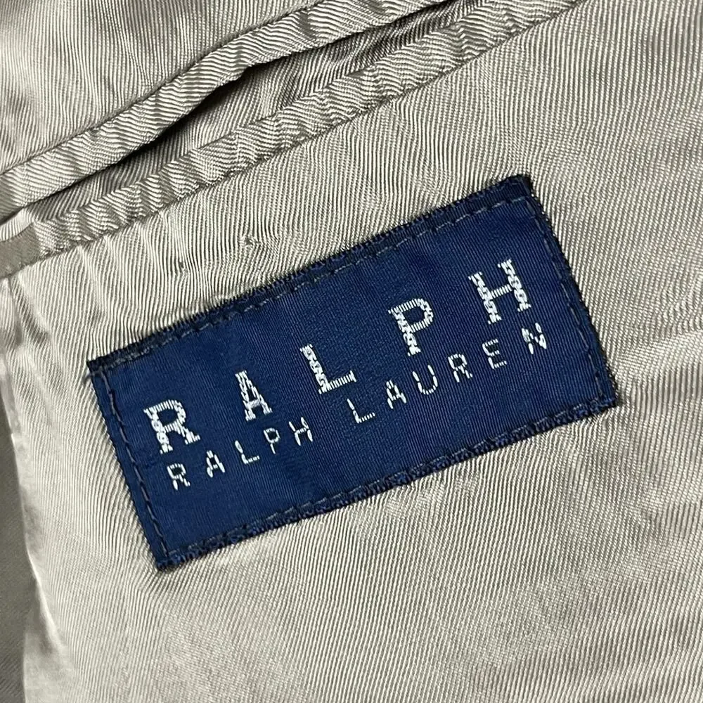 Vintage Ralph Ralph Lauren Faux Suede Blazer‎ Sport Coat Men 44R Beige 2 Button